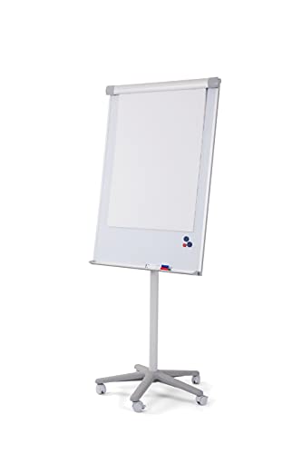 Bi-Office Mobiles Flipchart Smart, mit 5 Rollen, Magnetisch, Aluminiumrahmen, Tafelgröße 70 x 100 cm, Gesamthöhe 180 cm,Grau,