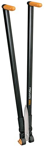 Fiskars Scherenstorch, Multifunktionale Hecken- und Rasenschere, Reichweite bis 2,5 m, Schwarz/Orange, PowerLever, GS53, 1001565