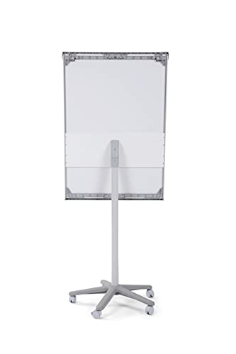 Bi-Office Mobiles Flipchart Smart, mit 5 Rollen, Magnetisch, Aluminiumrahmen, Tafelgröße 70 x 100 cm, Gesamthöhe 180 cm,Grau,