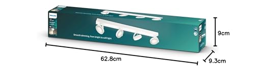 Philips myLiving Clockwork LED 4-er Spotbalken (22 W), dimmbare Leuchte mit 4 integrierten LED Spots, energiesparende Raumbeleuchtung mit langer Nutzlebensdauer, Weiß