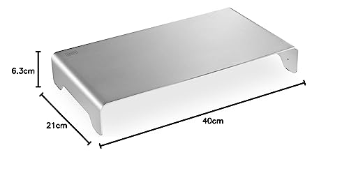 DIGITUS Designer Monitor-Erhöhung aus Aluminium - Bildschirm-Ständer - Traglast 10 kg - Nicht Rutschend - Silber