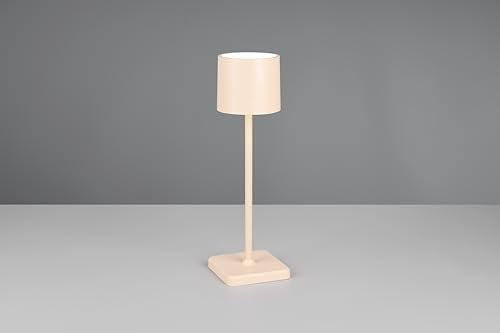 Reality Leuchten LED Akku Außen Tischleuchte Fernandez R54096166, Metall/Kunststoff sandfarbig, inkl. 1.5 Watt LED, Ladestation