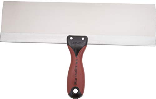 Marshalltown Flächenspachtel mit DuraSoft Griff aus Edelstahl, Werkzeug für Trockenbauer und Maler, Maße des Spachtels: 356x76 mm 4514SD Silber