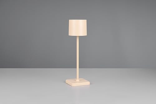 Reality Leuchten LED Akku Außen Tischleuchte Fernandez R54096166, Metall/Kunststoff sandfarbig, inkl. 1.5 Watt LED, Ladestation