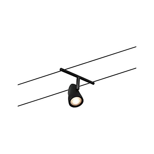 Paulmann 94469 CorDuo Seilsytem Set Cup DC max. 5x10 Watt erweiterbar Schwarz matt Kunststoff, Metall GU5,3 Drahtseilsystem ohne Leuchtmittel