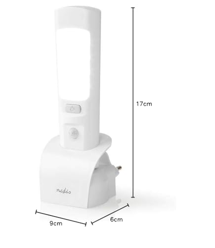Orientierungs-LED-Licht und Taschenlampe - Netzstromversorgung - 220-240 V AC 50 Hz - 1.3 W - Wiederaufladbar - Nennlichtstrom: 37 lm - Lichtbereich: 3 m - Strahlungswinkel: 71 °