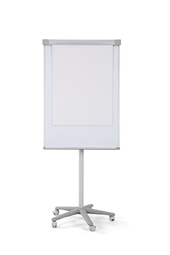 Bi-Office Mobiles Flipchart Smart, mit 5 Rollen, Magnetisch, Aluminiumrahmen, Tafelgröße 70 x 100 cm, Gesamthöhe 180 cm,Grau,
