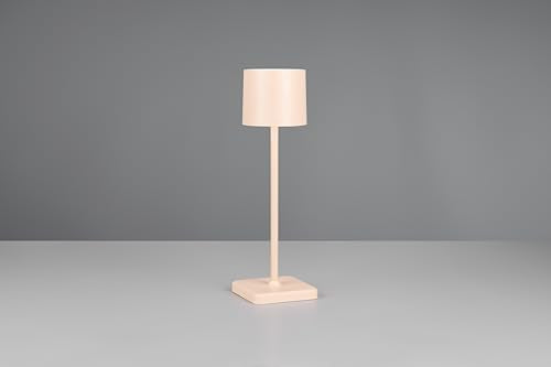 Reality Leuchten LED Akku Außen Tischleuchte Fernandez R54096166, Metall/Kunststoff sandfarbig, inkl. 1.5 Watt LED, Ladestation