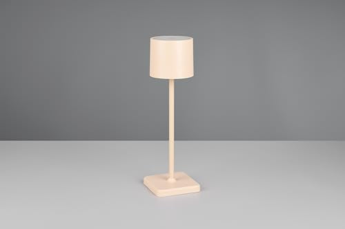 Reality Leuchten LED Akku Außen Tischleuchte Fernandez R54096166, Metall/Kunststoff sandfarbig, inkl. 1.5 Watt LED, Ladestation