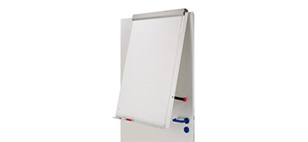 MAUL Flipchart MAULoffice 70 x 100 cm | Magnettafel für Wände und Türen | platzsparend im Büro | geeignet für Papier in verschiedenen Formaten | mit Ablage für Marker und Stifte | Silber