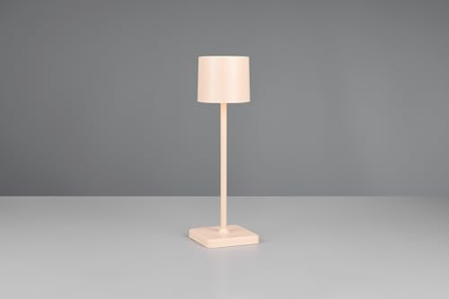 Reality Leuchten LED Akku Außen Tischleuchte Fernandez R54096166, Metall/Kunststoff sandfarbig, inkl. 1.5 Watt LED, Ladestation