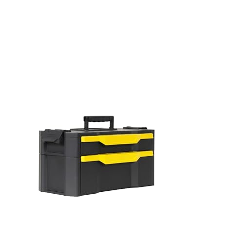 Stanley Rollende Werkstatt aus Metall-Kunststoff 1-79-206 / Werkzeugwagen leer mit 3 modularen Einheiten / Vielseitige Werkzeugbox für Kleinteile und große Werkzeuge