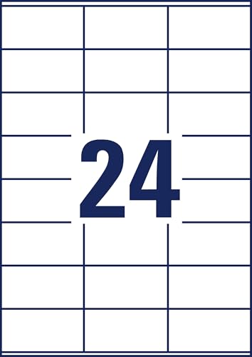 AVERY Zweckform 3475 Adressaufkleber (2.400 Klebeetiketten, 70x36mm auf A4, Papier matt, bedruckbare Absenderetiketten, selbstklebende Adressetiketten mit ultragrip) 100 Blatt, weiß