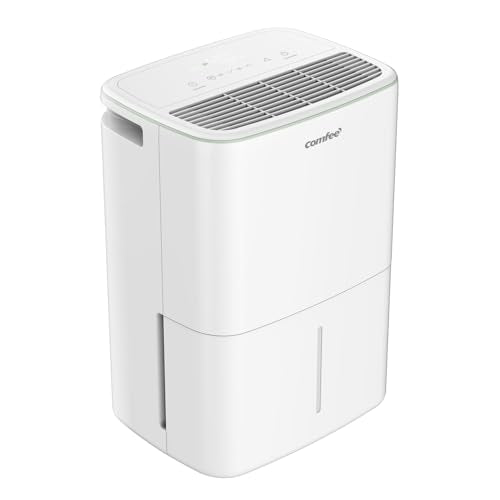 COMFEE Luftentfeuchter 12 Liter/Tag, Geeignet für Räume von ca. 50 Kubikmetern (20 Quadratmetern), Automatische Abtauung, Kindersicherung, Geräuschreduzierung, Kältemittel R290, CDDOE-12DEN7-QA3(EU)