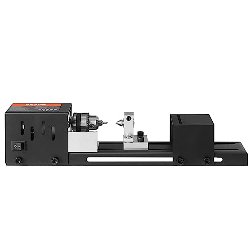 VEVOR Mini Drehbank 96W Drechselbank Max. Drehdurchmesser 70mm Drechselmaschine Spindeldrehzahl 4250–8500U/min Kopierdrechselbank mit 7-Gang-Einstellung Drehbank mit komplettem Zubehör