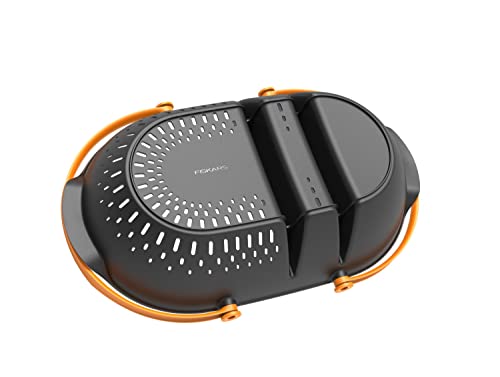 Fiskars Erntekorb, Zum Sammeln, Transportieren und Reinigen von Ernte und Erntewerkzeugen, Kunststoff, Schwarz/Orange, Plus, 1062831