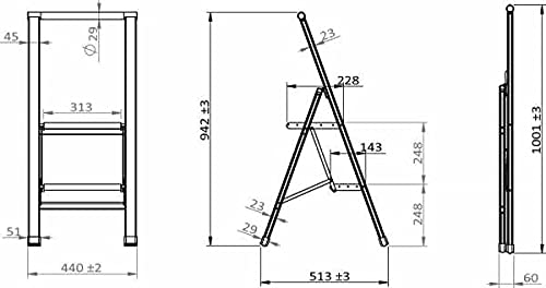 WENKO Leichte Aluminium Trittleiter mit 2 Stufen für 50 cm höheren Stand, rutschsichere XXL-Stufen, Design Klapptrittleiter, TÜV Süd Zertifiziert, 44 x 101 x 5,5 cm, Weiß
