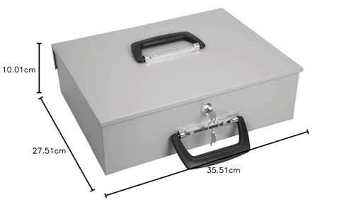 Wedo Geldzählkassette Universa kombiniertes Stahlblechprogramm für Hart- und Papiergeld mit 2 tragbaren Griffen stabiler Coinsafeeinsatz 4-Fächer für Scheine 35,5 × 27,5 × 10 cm
