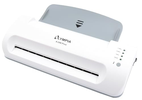 Olympia A 296 Plus Laminiermaschine Backloader (80-175 Micron, Bis DIN A4, Visitenkarten, Laminierer mit Folien, Laminiergerät Set für Büro, Laminator zum Heiß- und Kaltlaminieren)