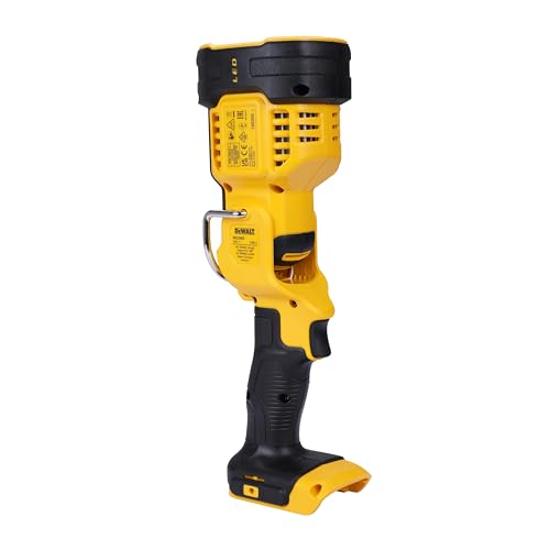 DEWALT Akku-LED-Strahler / Baustellenstrahler (18 V, max. 1.000 Lumen, max. 400 m Distanz, drei weiße und ein abgesoftete rote LED, drehbarer Lampenkopf, Lieferung ohne Akku und Ladegerät), DCL043