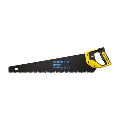 STANLEY JetCut Gipskartonsäge Appliflon (550 mm Klingenlänge, 45°/90°Anschlag, Hardpoint-Verzahnung, Bi-Material) 2-20-149