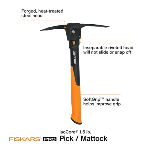 Fiskars 751220-1001 Pro IsoCore Hacke/Spitzhacke, 0,7 kg, Orange/Schwarz