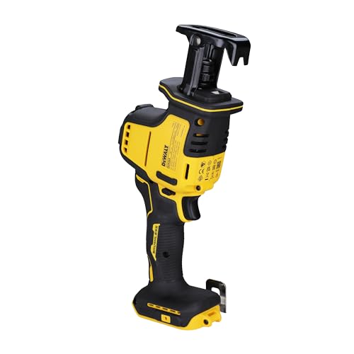 DEWALT 18 Volt Akku-Kompakt-Säbelsäge(bürstenloser Motor, sehr kompakte Abmessungen, werkzeugloser Sägeblattwechsel, schwenkbarer Sägeschuh, Lieferung ohne Akku und Ladegerät), DCS369N-XJ