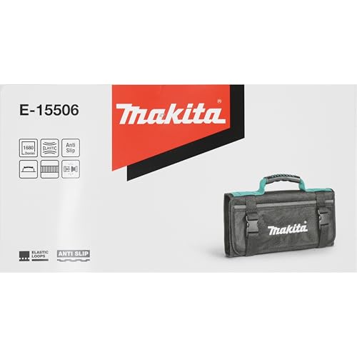 Makita E-15506 Werkzeug-Wickeltasche, klein und praktisch verstaubar, mit Tragegriff, Platz für eine Vielzahl von Handwerkzeugen, mit Schnellverschlussclipsen, Polyester, 350 x 45 x 195 mm (LxBxH)