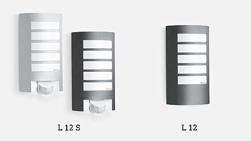 Steinel Außenleuchte L 12 S anthrazit, 180° Bewegungsmelder, Dämmerungssensor, Alu-Blende, E27, Max. 60W Wandleuchte, 27.2 x 15.5 x 10.8 cm