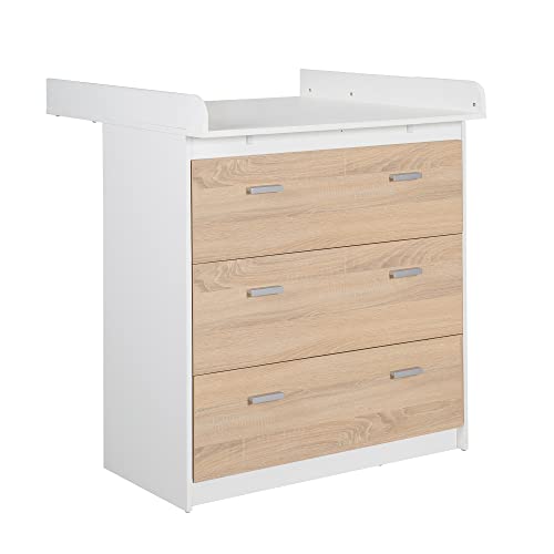 roba Zimmerset 'Gabriella', 3tlg, Bicolor, inkl. Bett 70x140cm, Wickelkommode mit 3 Schubladen, Schrank 3-türig