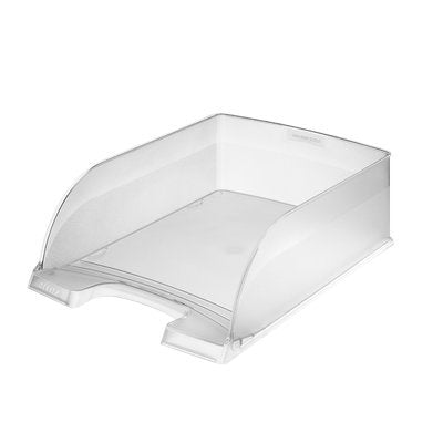 Leitz Briefkorb A4 Jumbo 4er Pack, Briefablage mit extra großem Fassungsvermögen in Premium-Qualität, Stapelbare Ablagefächer als Organizer, Kombinierbar mit Plus-Serie, Transparent, 52330003
