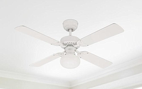 Westinghouse Vegas 7218540 Deckenventilator mit Beleuchtung, A++ to E, Metall, 60 W, E27, weiß, 105 x 105 x 44.2 cm