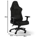 Corsair TC100 Relaxed-Gaming-Stuhl – Stoff – Vom Rennsport inspiriertes Design – Lendenkissen – Abnehmbares Nackenkissen aus Memory-Schaumstoff – Verstellbare Armlehnen – Schwarz
