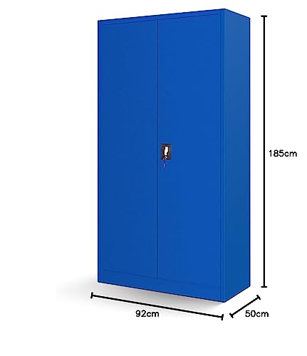 Jan Nowak by Domator24 Werkzeugschrank TC01A Werkstattschrank Garagenschrank Lochwand 4 Fachböden Flügeltüren Stahlblech 185 cm x 92 cm x 50 cm (blau)