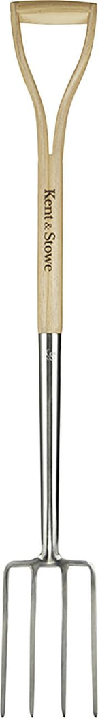 Kent & Stowe Beet-Spatengabel – Garten-Forke zum Umgraben aus Edelstahl, ideal für enge Beete, Heugabel mit Stiel aus Eschenholz, Länge: 104 cm
