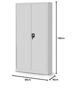 Jan Nowak Aktenschrank mit Geheimfach C001D Metallschrank Büroschrank Stahlblech Pulverbeschichtung Werkzeugschrank Büroschrank 185 cm x 90 cm x 45 cm grau/grau