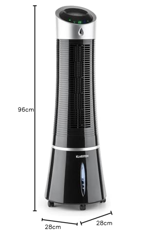 Klarstein Luftkühler mit Wasserkühlung, 5-in-1 Verdunstungskühler, Luftbefeuchter, Ventilator, Luftreiniger & Nachtmodus, Mobile Klimageräte Luftkühler 6L, 45 Watt Air Cooler, 180 m³/h Luftstrom