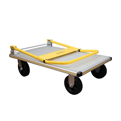 STANLEY klappbarer Plattformwagen, Tragkraft 200Kg, SXWTI-PC511, Transportwagen, Lagerwagen, Paketwagen, Plattformabmessungen 90x61cm, Schiebebügelwagen, Anti-Rutsch Plattform, platzsparend verstaubar