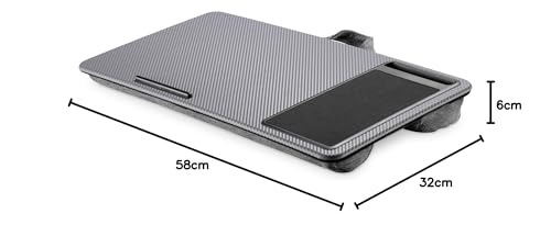 DIGITUS Notebook Kissen - mit Smartphone-Halterung - für 17" Laptops - Laptopunterlage - zum bequemen Arbeiten vom Sofa oder Bett aus - Grau