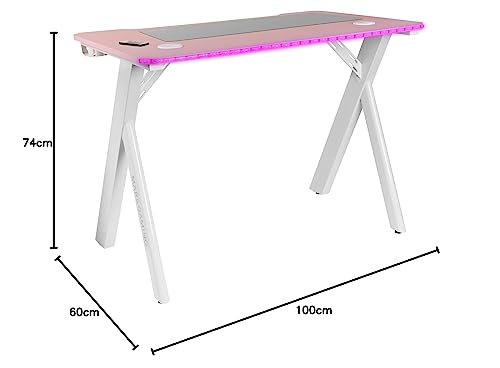 MARSGAMING Mars Gaming MGDXLRGB, Ergonomischer RGB Gaming Tisch, Headset+Flaschenständer, 160x60cm, Schwarz