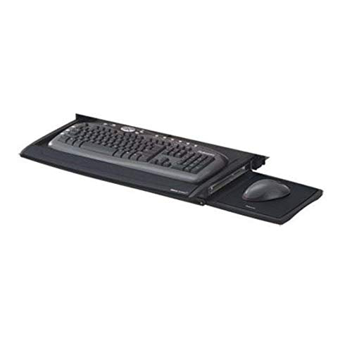 Fellowes Tastaturschublade ausziehbar, zur Montage unter dem Schreibtisch, höhenverstellbar, mit Mausablage und Handgelenkauflage, schwarz