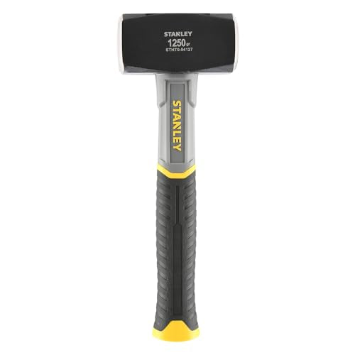 Stanley Fiberglas-Fäustel STHT-54127 (Kopfgewicht 1.250g, 260mm Länge, mit Fiberglas-Kern, optimal ausbalanciert, verstärkte Verbindung zwischen Kopf & Griff, mit Antirutsch-Griff)