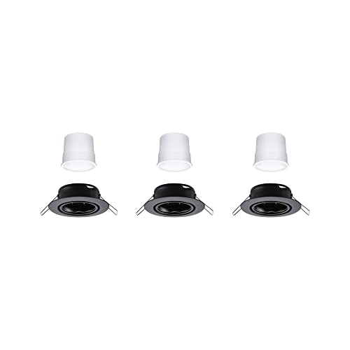 Paulmann 92465 LED Einbauleuchte Base Smart Home Zigbee Basisset schwenkbar rund 230V 3x4,9W 3x430lm dimmbar 90mm Schwarz matt Metall 3000K
