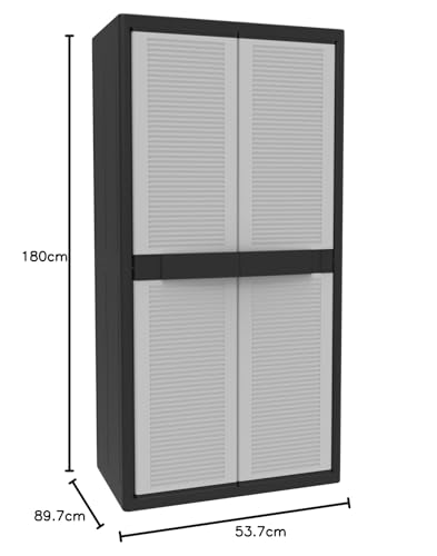 Terry Jumbo Cab 2900 Qblack, Spacious 2-Door Cabinet, 3 Internal Adjustable Shelves - 89.7x53.7x180 cm