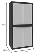 Terry Jumbo Cab 2900 Qblack, Spacious 2-Door Cabinet, 3 Internal Adjustable Shelves - 89.7x53.7x180 cm
