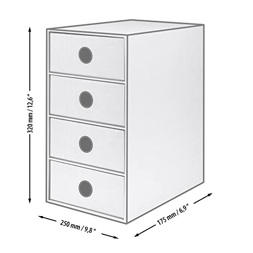 Rössler SOHO 4er Schubladenbox aus Papier | Büro Organizer Schreibtisch | Schubladen Organizer Büro Zubehör & Bürobedarf | Schreibtisch Organizer Box | 18 x 25 x 32 cm | 1 Stück | Farbe: Schwarz