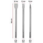 Original Einhell 3-tlg. SDS Max Meißel-Set, 400 mm (mit Spitzmeißel, 20 mm breitem Flachmeißel, und 40 mm breitem Spatmeißel aus langlebigem 40Cr Stahl für Abbruch- und Renovierungsarbeiten)