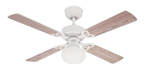 Westinghouse Vegas 7218540 Deckenventilator mit Beleuchtung, A++ to E, Metall, 60 W, E27, weiß, 105 x 105 x 44.2 cm