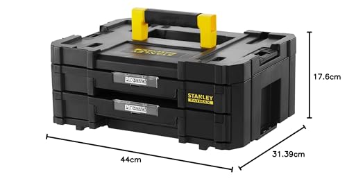 STANLEY FatMax Werkzeugbox/Werkzeugkoffer leer Werkzeugkasten - TSTAK VI, 8L Fassungsvermögen, mit 2 Schubladen und Organizern für Kleinteile mit herausnehmbaren Innenteilern - FMST1-71969