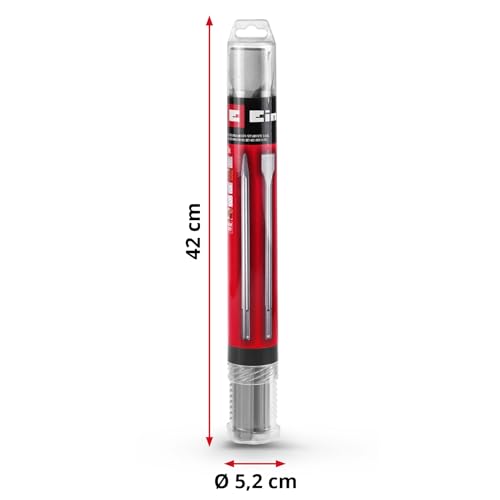 Original Einhell 3-tlg. SDS Max Meißel-Set, 400 mm (mit Spitzmeißel, 20 mm breitem Flachmeißel, und 40 mm breitem Spatmeißel aus langlebigem 40Cr Stahl für Abbruch- und Renovierungsarbeiten)
